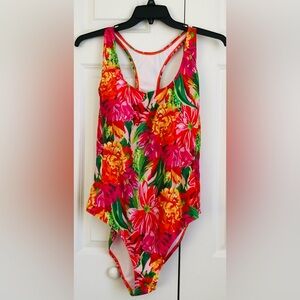 Floral swimsuit racer back 2X